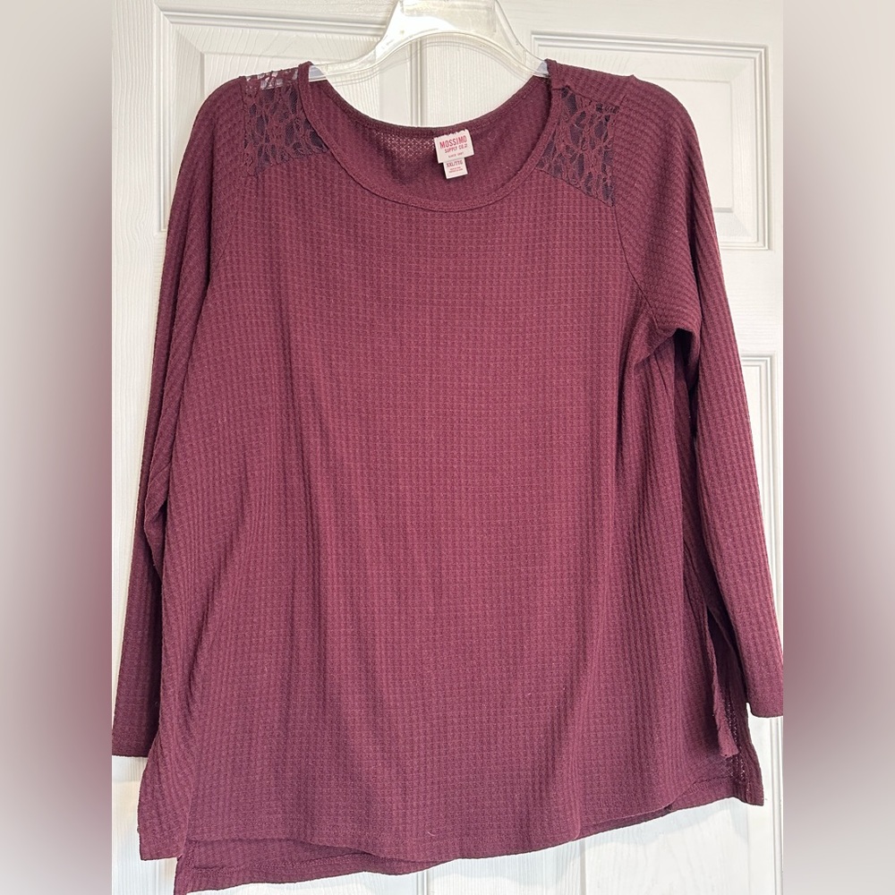 Mossimo Supply Company, thermal lace shoulder long sleeve tee